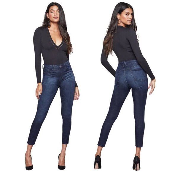 Good American Good Waist Crop Jeans Womens 27 High Rise Stretch Denim Casual - Picture 1 of 10